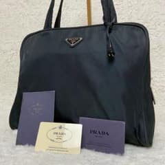PRADA プラダ テスート トートバッグ 鍵 カデナ 三角ロゴ 肩掛け 底鋲 PRADA プラダ テスート トートバッグ 鍵 カデナ 三角ロゴ 肩掛け 底鋲