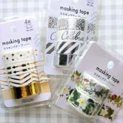 ダイソー 箔押し フラワー 4個入り 2個入り マスキングテープ 3点