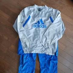 adidas ピステ・ウィンドブレーカー 上下組Mサイズ グレー/ブルー