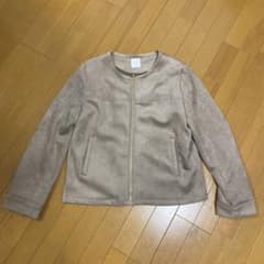 レディース　ノーカラージャケット　ベージュのサムネイル