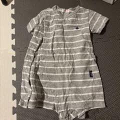 POLO Baby 半袖ボディスーツ グレーと白のストライプのサムネイル
