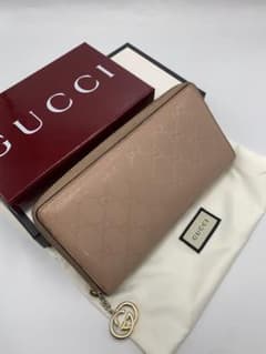 GUCCI☆GGキャンバス ラウンドジップ長財布 インターロッキング 