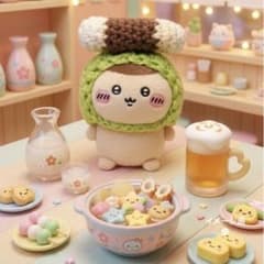 ちいかわ おすわりぬいぐるみ用　ちくわ帽子・手持ちビール（ホルダー付き）のサムネイル