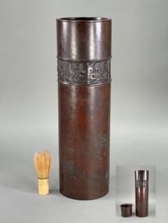 いけばな 池坊 銅鋳 唐銅花器 古流 未生流 龍生派 花瓶 花器高さ45.7cm