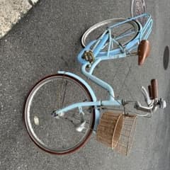 子供用自転車 ライトブルー バスケット付きのサムネイル
