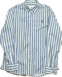 AMI PARIS アミパリス ストライプ長袖シャツ L ホワイト ライトブルー AMI PARIS アミパリス ストライプ長袖シャツ L ホワイト ライトブルー