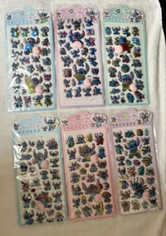 限定値下げ！スティッチ風 立体シール 6シートセット ぷくぷく おしりのサムネイル