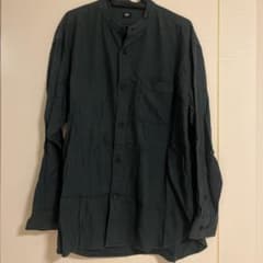 UNIQLO ユニクロ スタンドカラーシャツ ダークグリーン Mのサムネイル