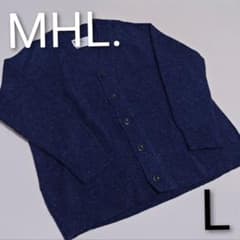 【極美品】MHL. FINE SHETLAND ウールカーディガン　L ネイビー 極美品】MHL. FINE SHETLAND ウールカーディガン L ネイビー - メルカリ