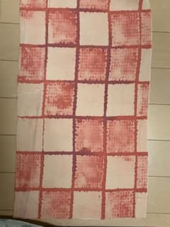 正絹ちりめん　約35×80 珊瑚色　サーモンピンクピーチ色　濃淡　格子柄 - 4