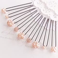handmade*:♡花編みパールピン9本セットのサムネイル
