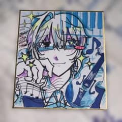 手描きイラスト 色紙 音楽のサムネイル