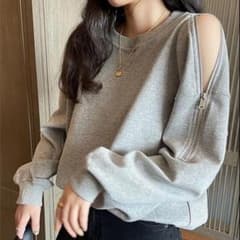 韓国かわいいパーカー秋服オフショルスウェットのサムネイル
