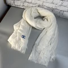 CHANEL シャネル ココマーク タグ付き ショールホワイト A-9430 - メルカリ