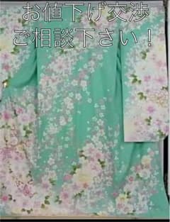 専用！トールサイズ☆ペパーミントグリーンのお花と蝶々の振袖のサムネイル