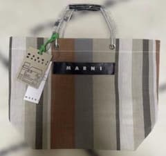 【本日限定】MARNI マルニ トートバッグ ブラウン系 ストライプ 大人気のサムネイル