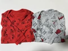 スヌーピー柄 シャツ肌着ロンパース2枚セットのサムネイル