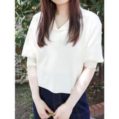 MURUA ハイツイストハーフスリーブニットポロ アイボリー FREE