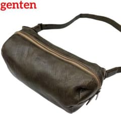dan genten ボディバッグ ウエストポーチ ゴートレザー カーキ系