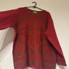 mimosalipo 赤 編み込みニットセーターのサムネイル