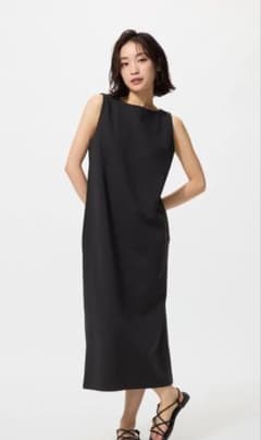 UNIQLO　クレープジャージーワンピース　ノースリーブ丈短めのサムネイル
