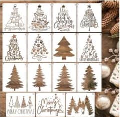 【初登場】ステンシルシート　描画 テンプレート　《素敵なXmas》15枚入り