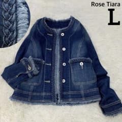 ローズティアラ 中空糸 デニム Gジャン ジャケット ノーカラー