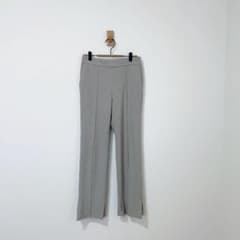 Mila Owen Side Vent Center Press Slimming Silhouette Pants, Light Gray