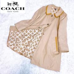 COACHコーチ　裏地ロゴ柄トレンチコート　レディース　ベージュのサムネイル