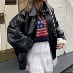 nemne store ブラックレザージャケット Lのサムネイル
