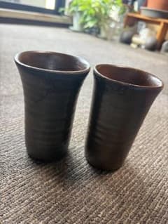 備前焼　陶器 フリーカップ 2個セット 焼締のサムネイル
