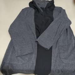 Lascolinas ニットカーディガン グレー ブラックのサムネイル