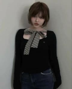 ANDMARY Ami ribbon check tops ブラック - メルカリ