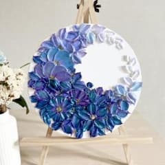 華宝石の月環」20㎝ テクスチャーアート 三日月リース 壁掛け