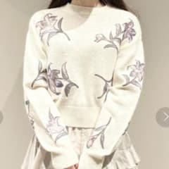 SNIDEL スナイデル　リリープリント刺繍プルオーバー　ニット　セーターのサムネイル