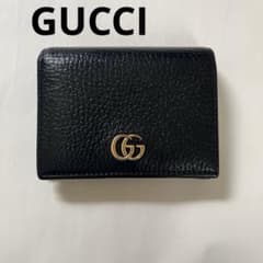 GUCCI GG マーモント 456126 黒  グッチ 二つ折り財布 美品 GUCCI（グッチ） 美品 GGマーモント 財布 二つ折り レザー ロゴ 456126