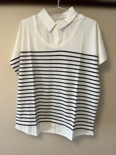 ホワイト・ネイビーストライプ 半袖Tシャツのサムネイル