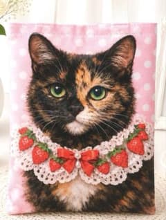 人気 猫バッグ サビ猫 苺フリル 水玉 丈夫な新品トートバッグ