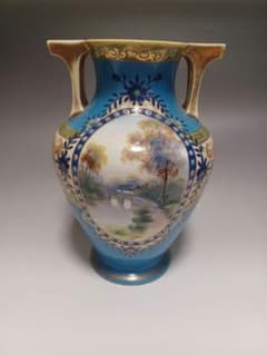 希少 オールドノリタケ花瓶 マルキ印 ブルー - メルカリ