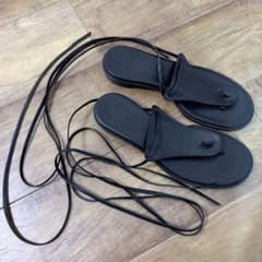 Y's Yohji Yamamoto レザー レースアップ サンダル 牛革 - メルカリ