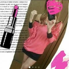 skinny Lip☆背中開きドルマンワンピ☆ピンク黒のサムネイル