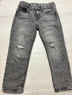 GAP KIDS ケミカルウォッシュ　ダメージデニム120 ブラックグレーのサムネイル
