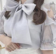 evelyn ♡ 半袖パールフリルブラウス アイスグレーのサムネイル