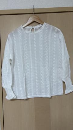 刺繍レース ブラウス ホワイト 長袖のサムネイル
