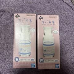 이치 반 쿠지 치이카와 E 상 온천 유리 유리 우유 병 집합 같은 패턴 2 점 세트
