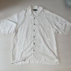 【極上の光沢】バラクータ シルク100% アロハシャツ XL パームツリー 白のサムネイル