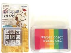 スヌーピーチェックスタンプ➕ウォーターカラースタンプパッド(レインボーカラー)のサムネイル