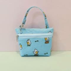 ハシビロコウ柄 水色バッグインポーチのサムネイル