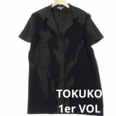 TOKUKO 1er VOL トクコプルミエヴォル アップリケ刺繍半袖シャツ 麻 