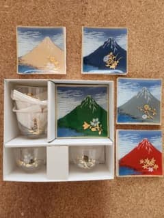 富士山 ぐい呑み ガラス製小皿 セット 5客のサムネイル